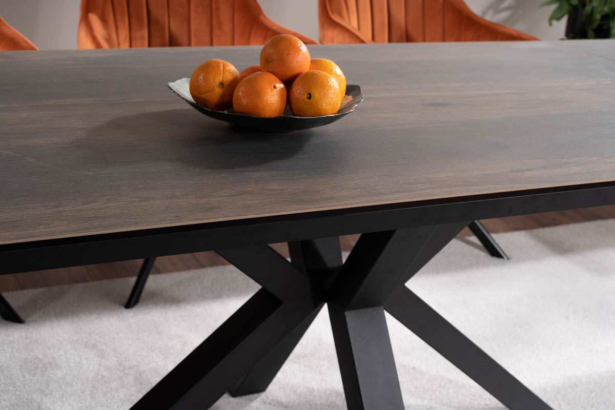 Table COLUMBUS CERAMIC BROWN WOOD EFFECT/BLACK 160(240)X90