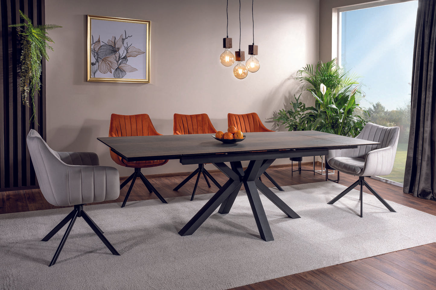 Table COLUMBUS CERAMIC BROWN WOOD EFFECT/BLACK 160(240)X90