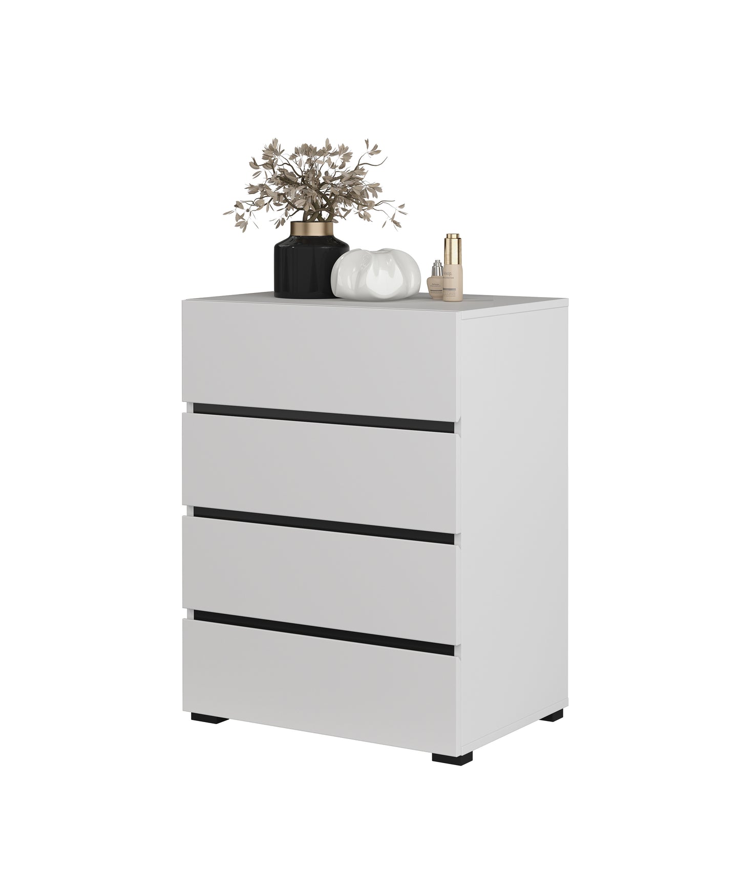 Four-drawer dresser CROSS, White/White-Black 