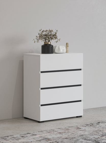 Four-drawer dresser CROSS, White/White-Black 