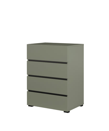 Chest of drawers CROSS with 4 drawers, Pine Green-Black 