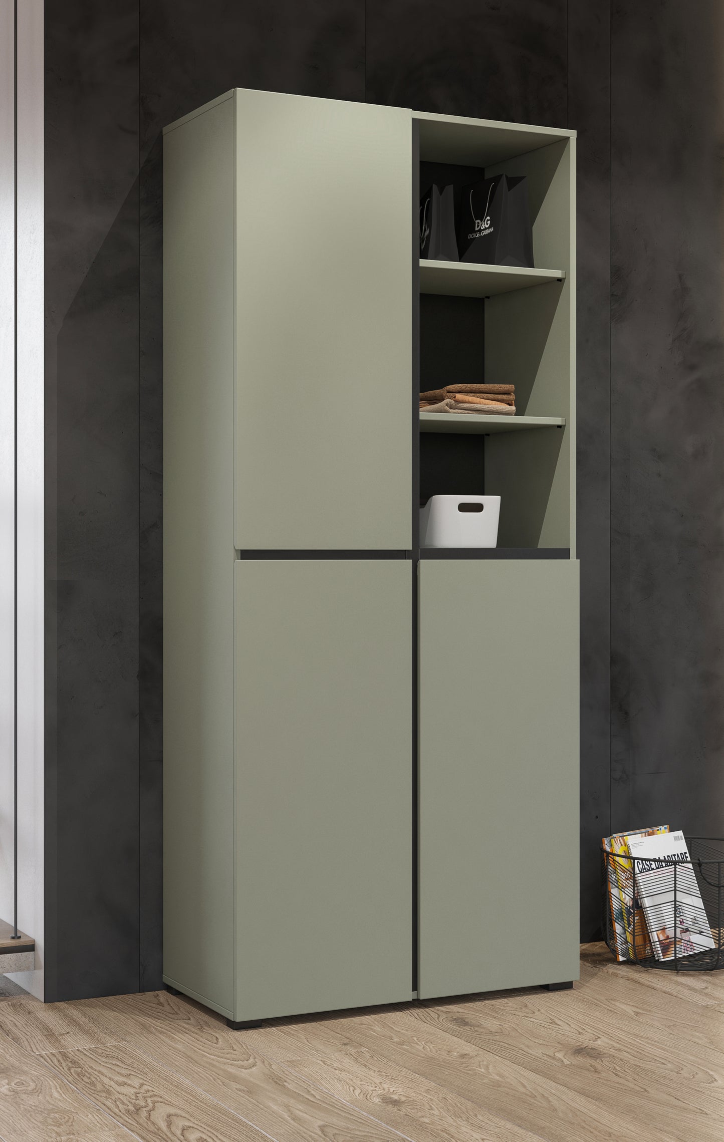 Cabinet with 3 doors CROSS, Pine Green-Black 