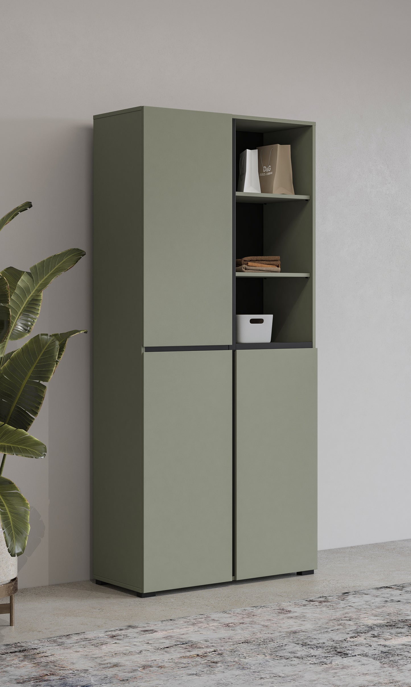 Cabinet with 3 doors CROSS, Pine Green-Black 