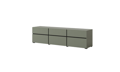 CROSS - TV table 3 doors 3 drawers (180 x 48 x 40 cm) / Pine green-Black 