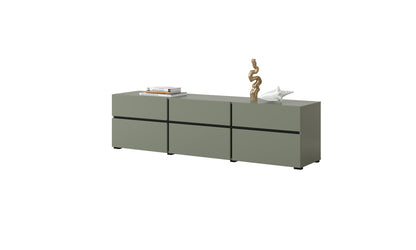 CROSS - TV table 3 doors 3 drawers (180 x 48 x 40 cm) / Pine green-Black 