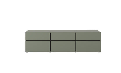 CROSS - TV table 3 doors 3 drawers (180 x 48 x 40 cm) / Pine green-Black 