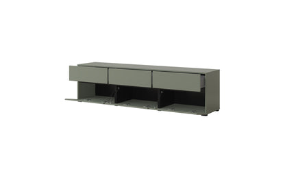 CROSS - TV table 3 doors 3 drawers (180 x 48 x 40 cm) / Pine green-Black 