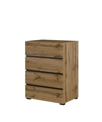 Chest of drawers CROSS, 4 Drawers, Wotan Oak-Black 