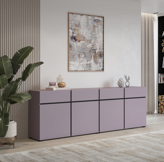 CROSS - Chest of drawers with 4 doors and 4 drawers / plum-black onyx 