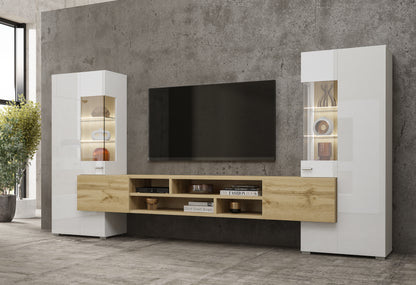 COBY - Living room set / White gloss - Votan oak