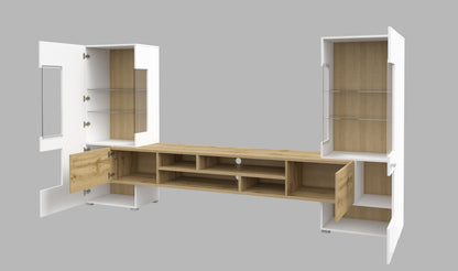 COBY - Living room set / White gloss - Votan oak