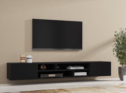 COBY - TV low cabinet with 2 doors (fluid effect option) / Black Onyx