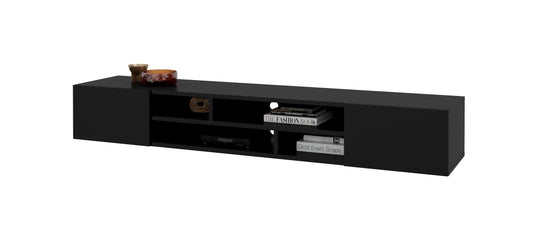 COBY - TV low cabinet with 2 doors (fluid effect option) / Black Onyx