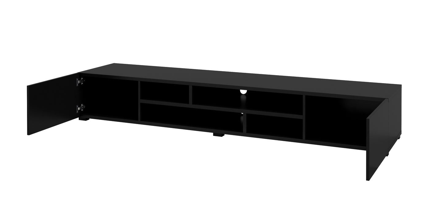 COBY - TV low cabinet with 2 doors (fluid effect option) / Black Onyx