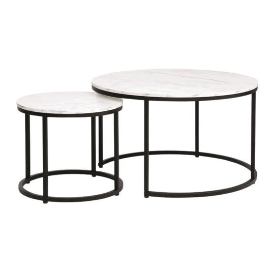 Coffee table DION WHITE MARBLE EFFECT/BLACK (SET)