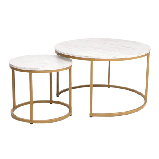 Coffee table DION WHITE MARBLE EFFECT/GOLD (SET)