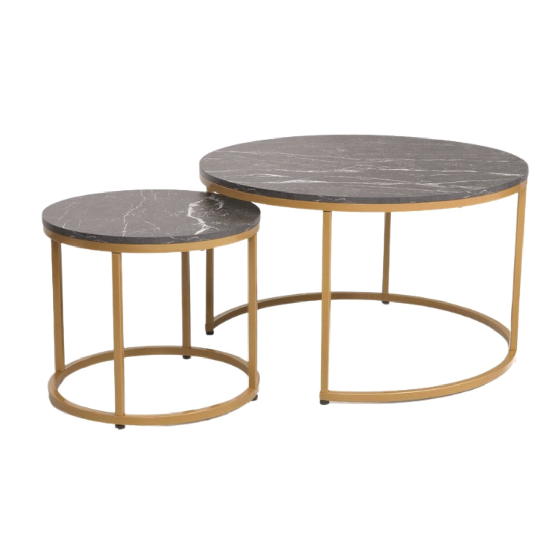 Coffee table DION BLACK MARBLE EFFECT/GOLD (SET)