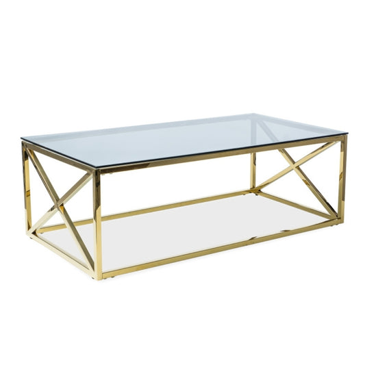 Coffee table ELISE SMOKE GLASS/GOLD 120X60