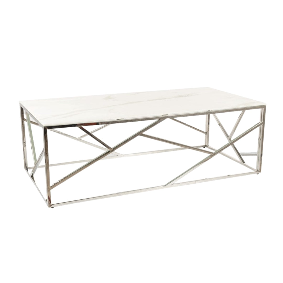 Coffee table ESCADA A II WHITE MARBLE EFFECT/SILVER 120X60