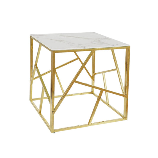 Coffee table ESCADA B II WHITE MARBLE EFFECT/GOLD 55X55