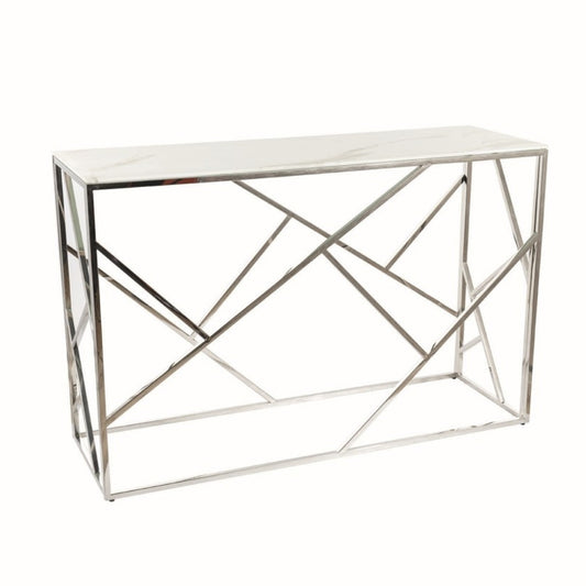 CONSOLE ESCADA C II WHITE MARBLE EFFECT/SILVER 120X40 