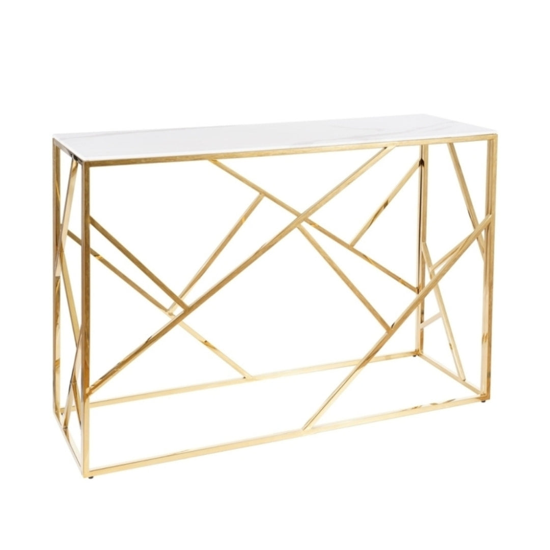 CONSOLE ESCADA C II WHITE MARBLE EFFECT/GOLD 120X40 