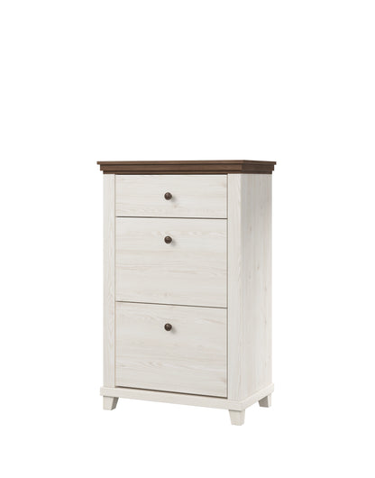 Chest of drawers EVORA with 2 flaps and 1 drawer, White Abisko Oak - Lefkas Oak 