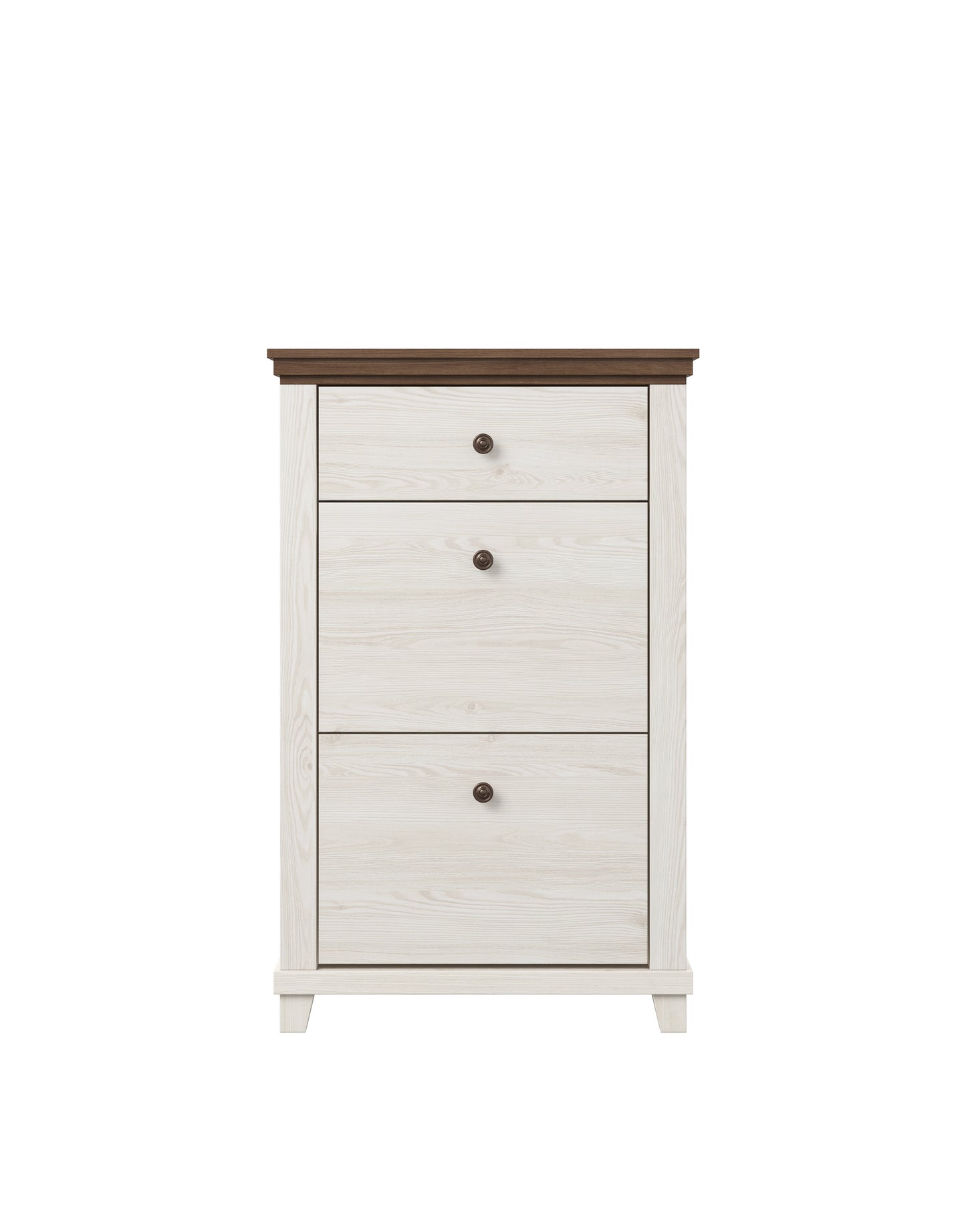 Chest of drawers EVORA with 2 flaps and 1 drawer, White Abisko Oak - Lefkas Oak 