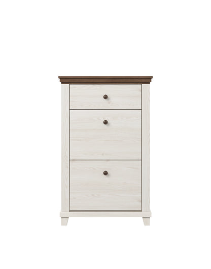 Chest of drawers EVORA with 2 flaps and 1 drawer, White Abisko Oak - Lefkas Oak 