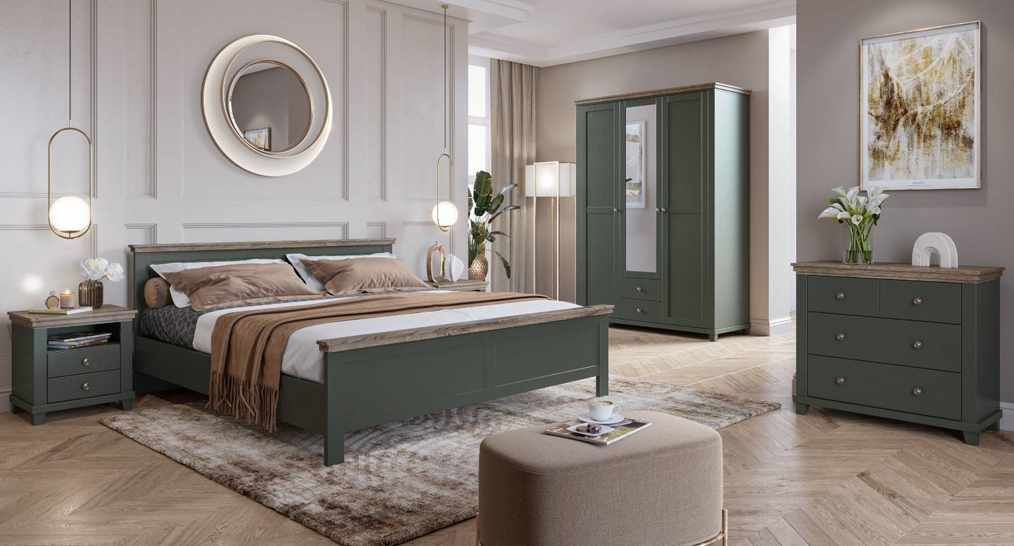 Evora S - Bed 180 cm (frame not included) / Oak "Lefkas Dark/Green" 