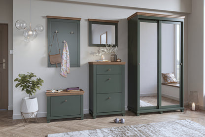 Cabinet EVORA with 2 Sliding Doors, Green - Lefkas Oak 