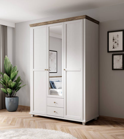 Evora S - Cabinet with 3 doors (1 with mirror) / Oak "Lefkas dark" / Abisko gray pine 154x216x62 