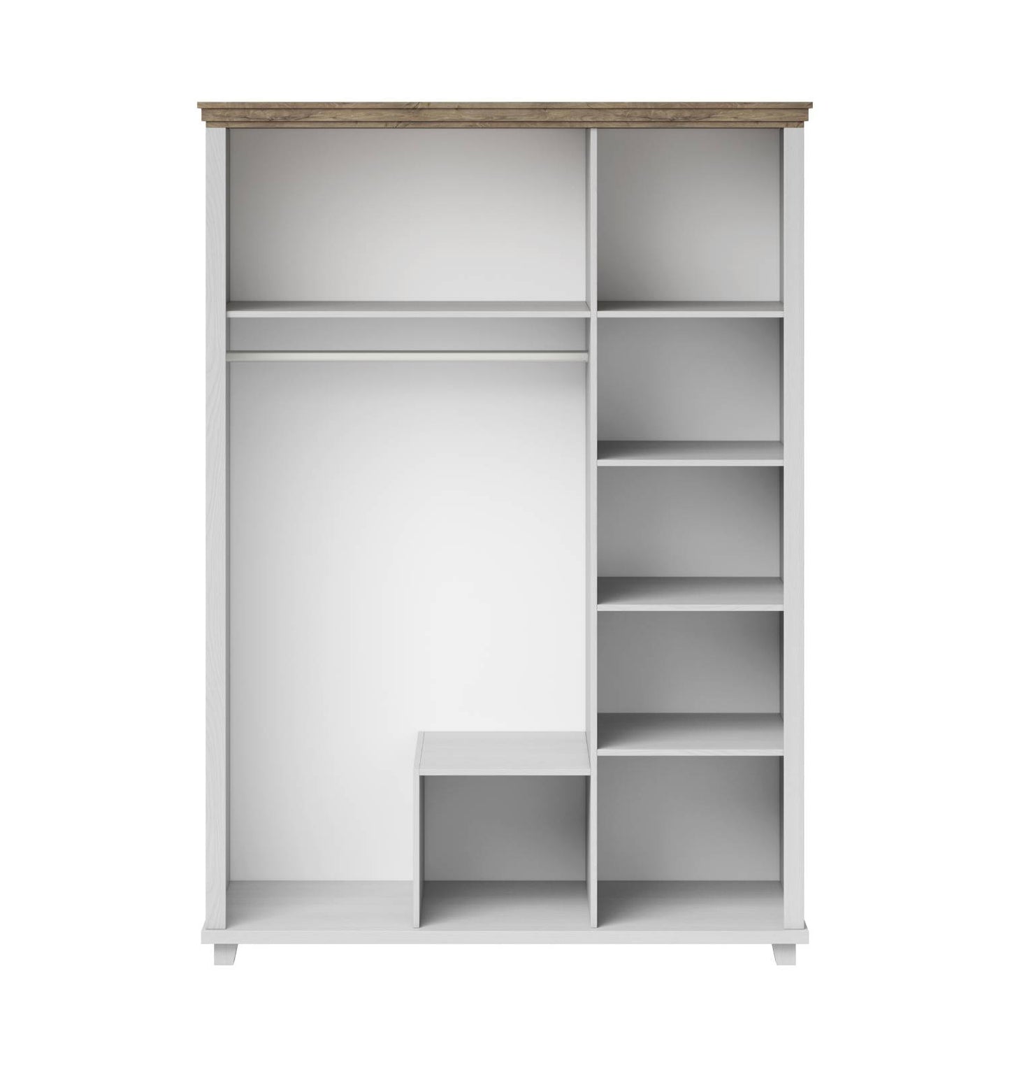 Evora S - Cabinet with 3 doors (1 with mirror) / Oak "Lefkas dark" / Abisko gray pine 154x216x62 