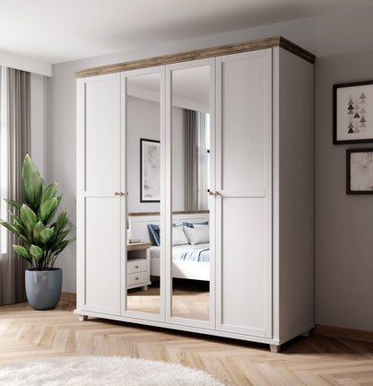 Evora S - Cabinet with 4 doors (2 with mirror) / Oak / Ash gray pine 