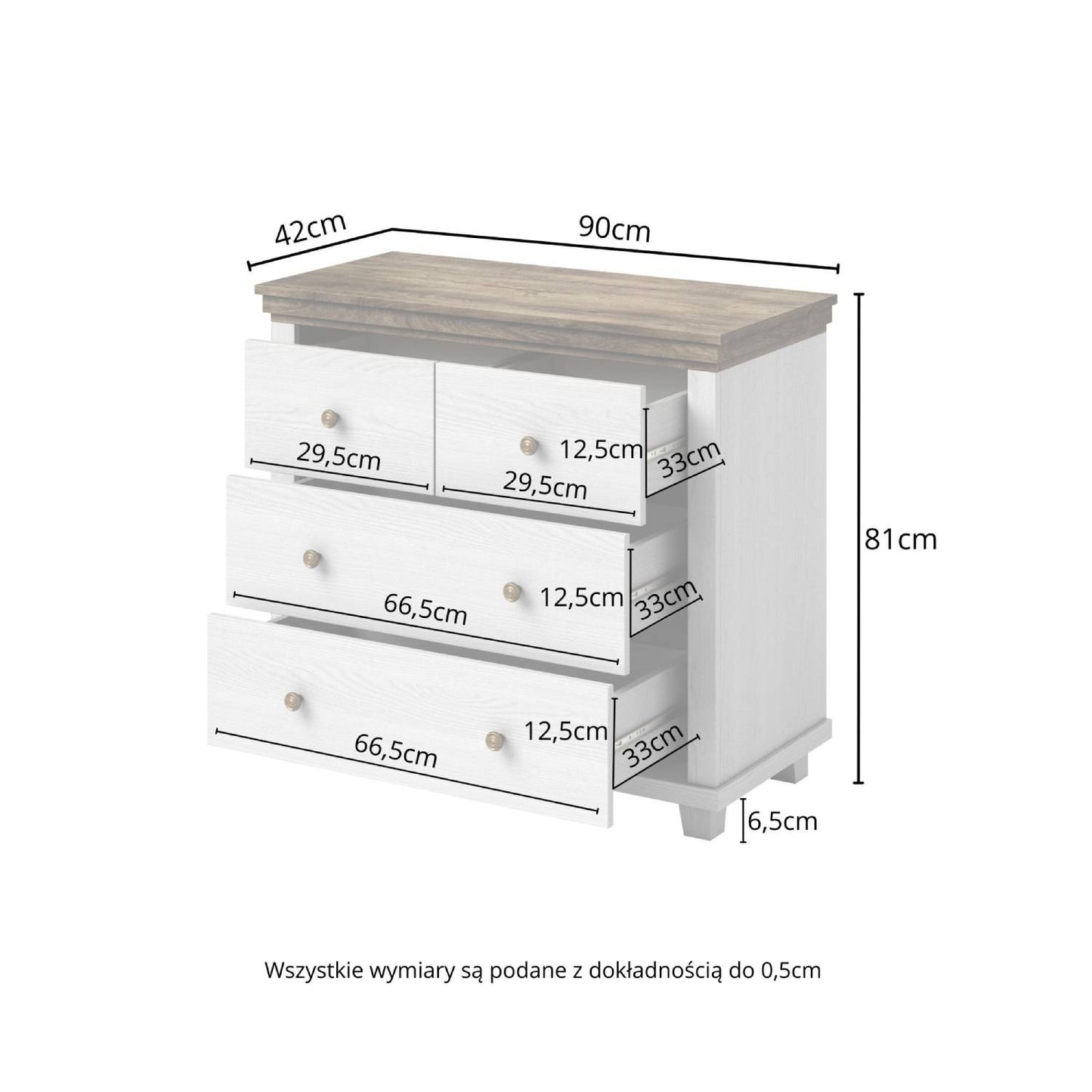 Evora S - Dresser with 4 drawers / Oak "Lefkas dark" / Abisko gray pine 