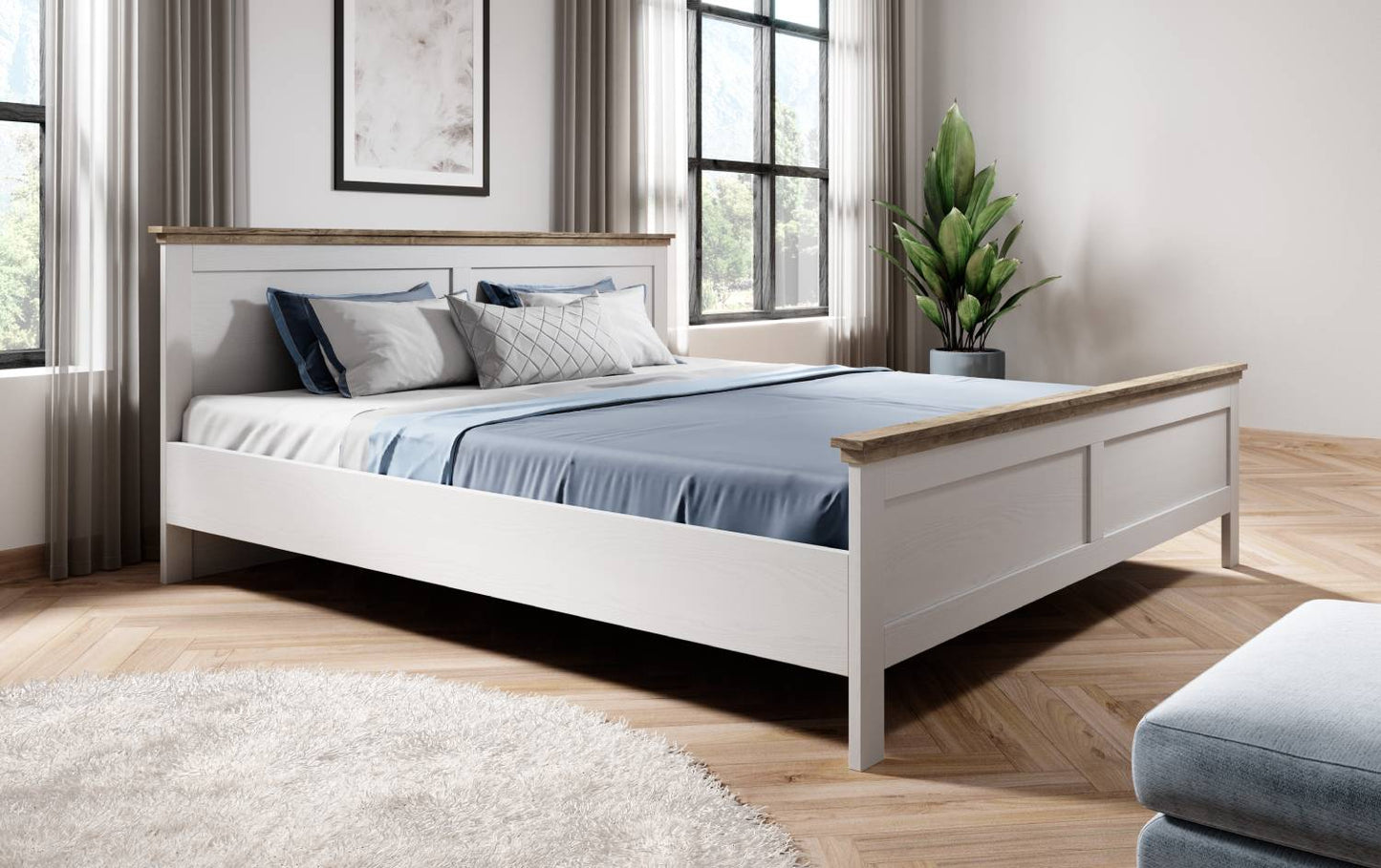 Evora S - Bed (140cm width, frame separately) / Oak "Lefkas dark" / Abisko gray pine 