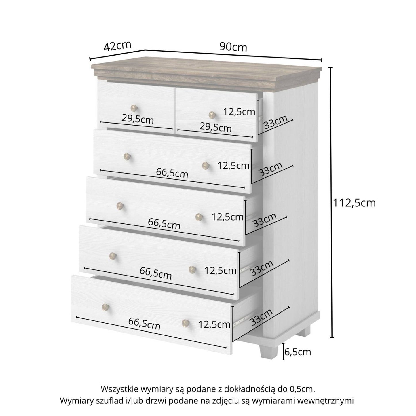 Evora S - Chest of 6 drawers / Oak "Lefkas dark" / Abisko gray pine 