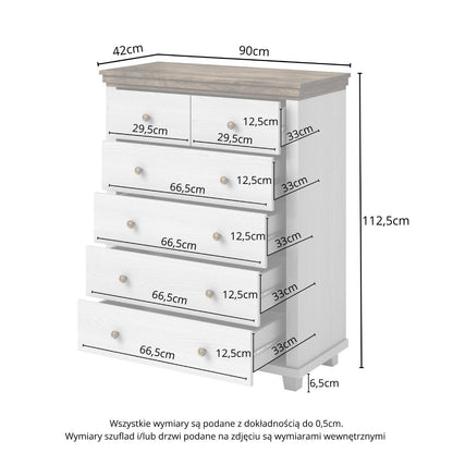 Evora S - Chest of 6 drawers / Oak "Lefkas dark" / Abisko gray pine 