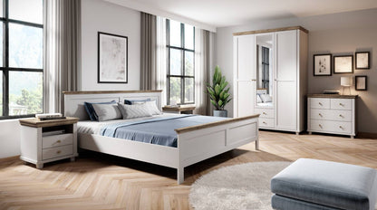 Evora S - Bed (140cm width, frame separately) / Oak "Lefkas dark" / Abisko gray pine 