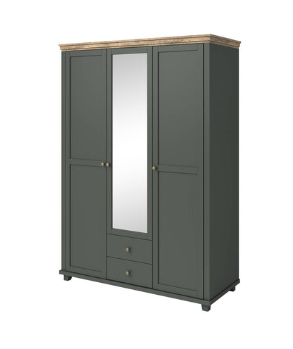 Evora S - Cabinet with 3 doors (1 with mirror) / Oak "Lefkas Dark/Green" 154x216x62 