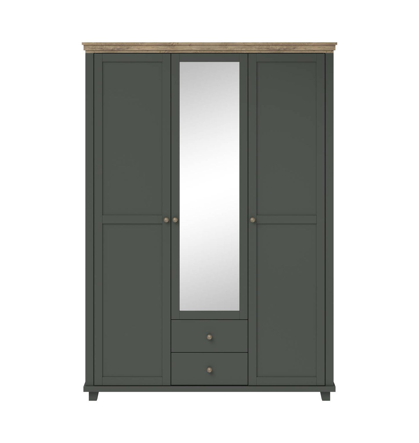 Evora S - Cabinet with 3 doors (1 with mirror) / Oak "Lefkas Dark/Green" 154x216x62 