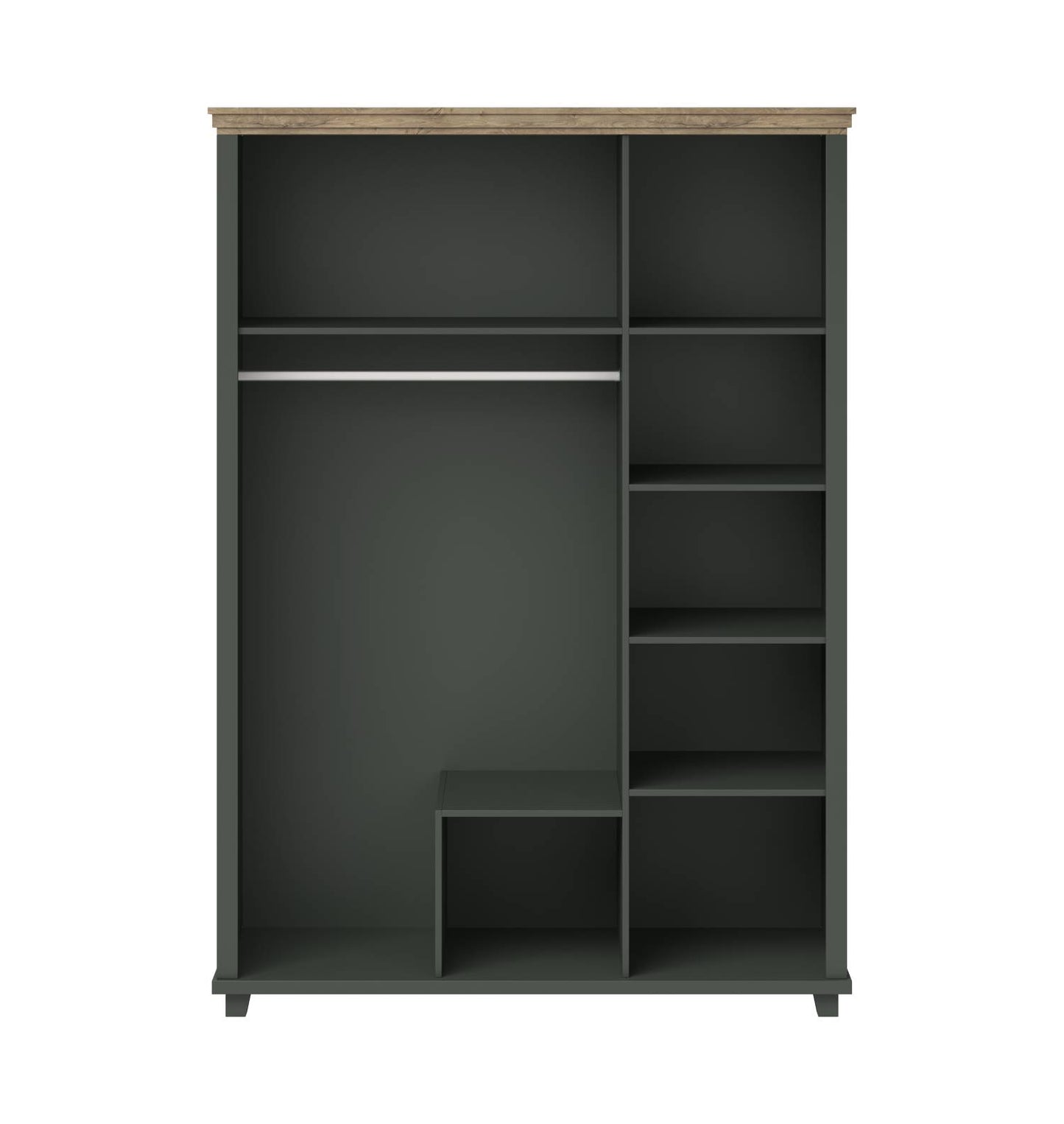 Evora S - Cabinet with 3 doors (1 with mirror) / Oak "Lefkas Dark/Green" 154x216x62 