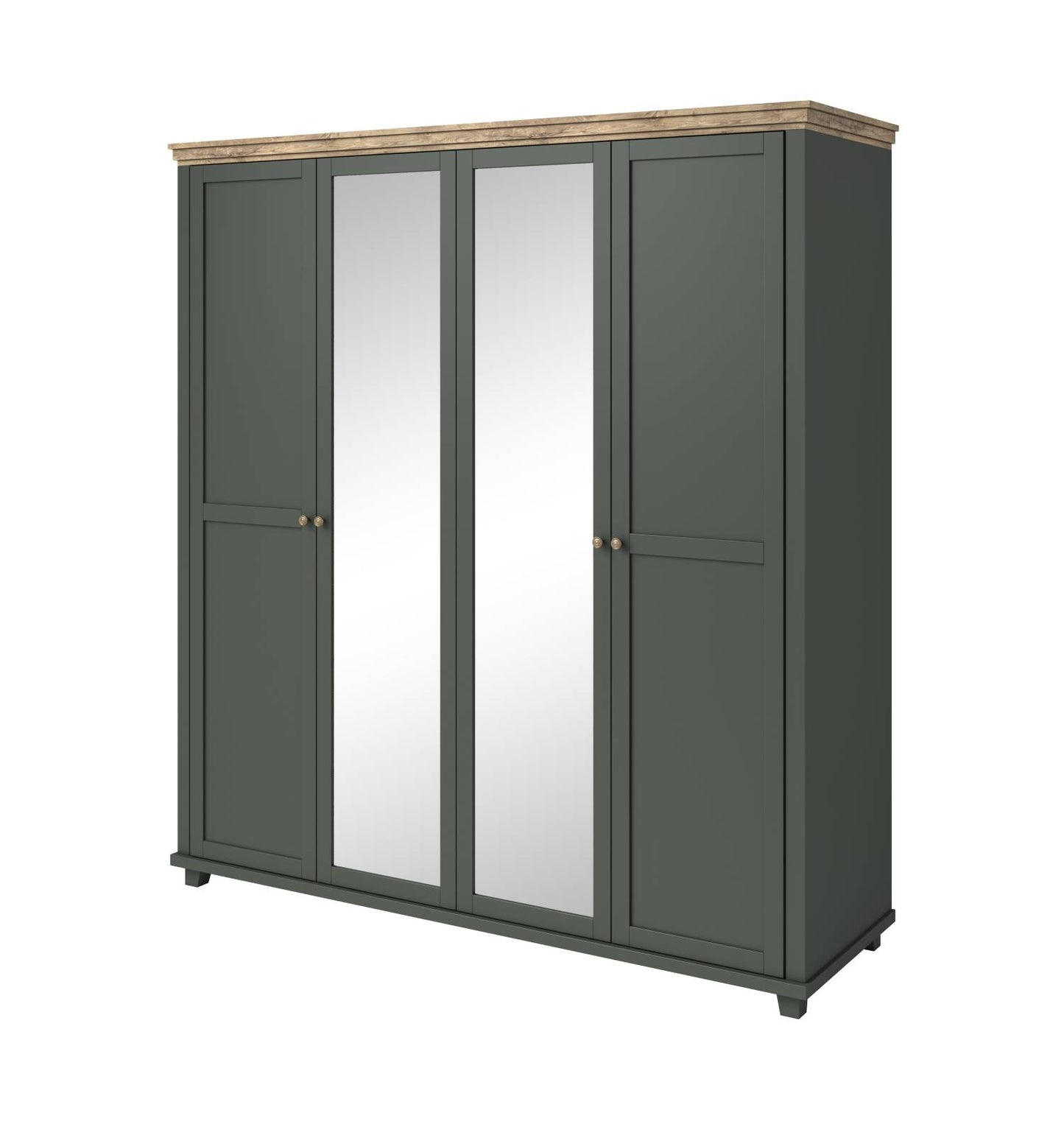 Evora S - Cabinet with 4 doors (2 with mirror) / Oak "Lefkas Dark/Green" 200x216x62 