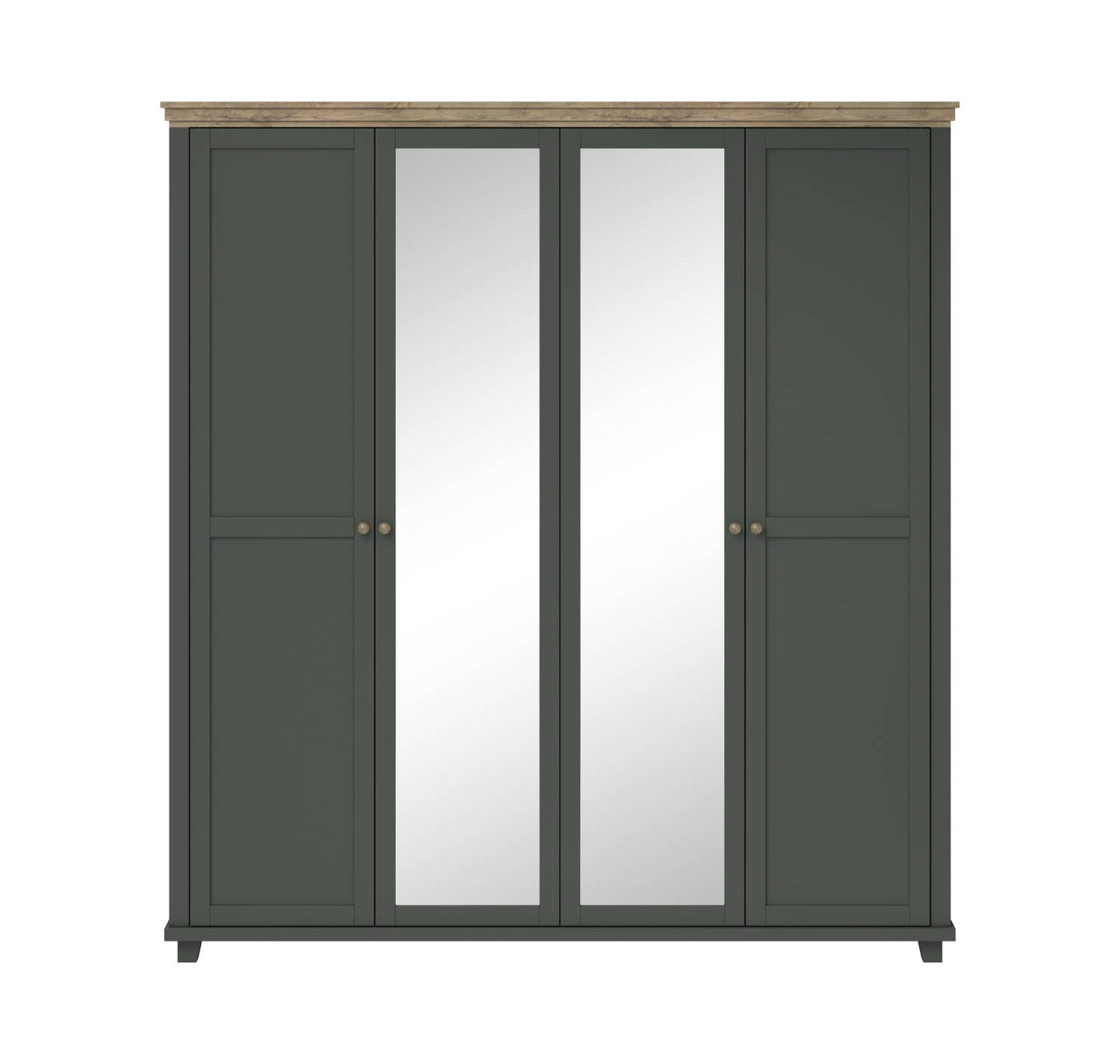 Evora S - Cabinet with 4 doors (2 with mirror) / Oak "Lefkas Dark/Green" 200x216x62 