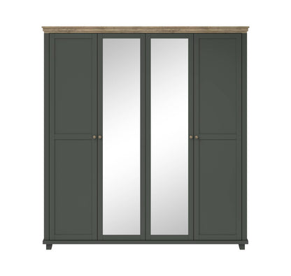 Evora S - Cabinet with 4 doors (2 with mirror) / Oak "Lefkas Dark/Green" 200x216x62 