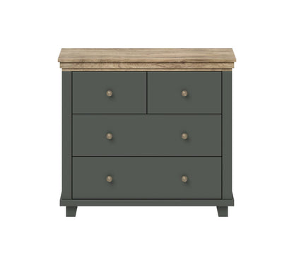 Evora S - Chest of 4 drawers / Oak "Lefkas Dark/Green" 