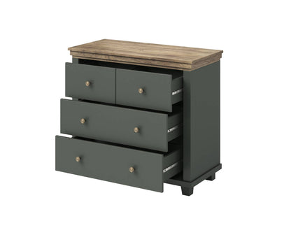 Evora S - Chest of 4 drawers / Oak "Lefkas Dark/Green" 