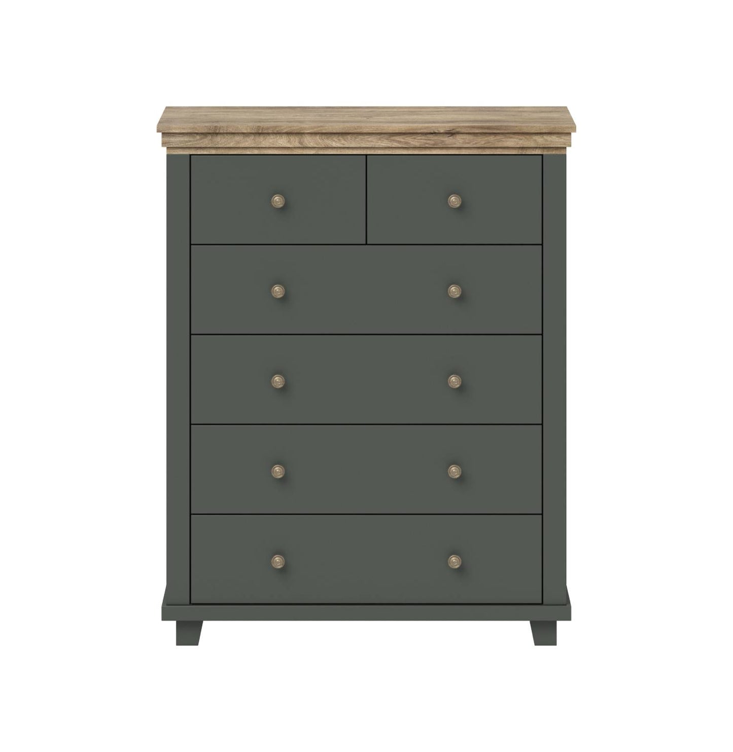 Evora S - Chest of 6 drawers / Oak "Lefkas Dark/Green" 