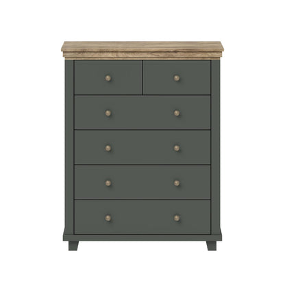 Evora S - Chest of 6 drawers / Oak "Lefkas Dark/Green" 