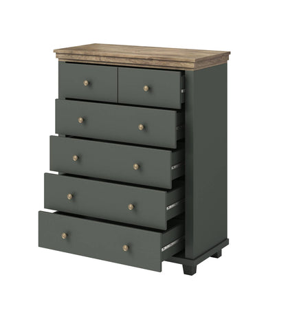 Evora S - Chest of 6 drawers / Oak "Lefkas Dark/Green" 